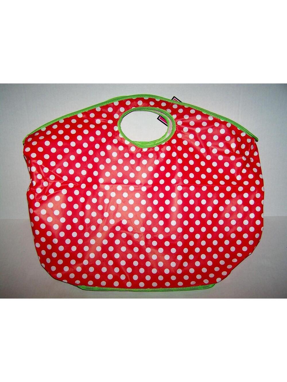Shopping Tote Reusable Grocery Red with White Dots Christmas Presents 21x9x18 in